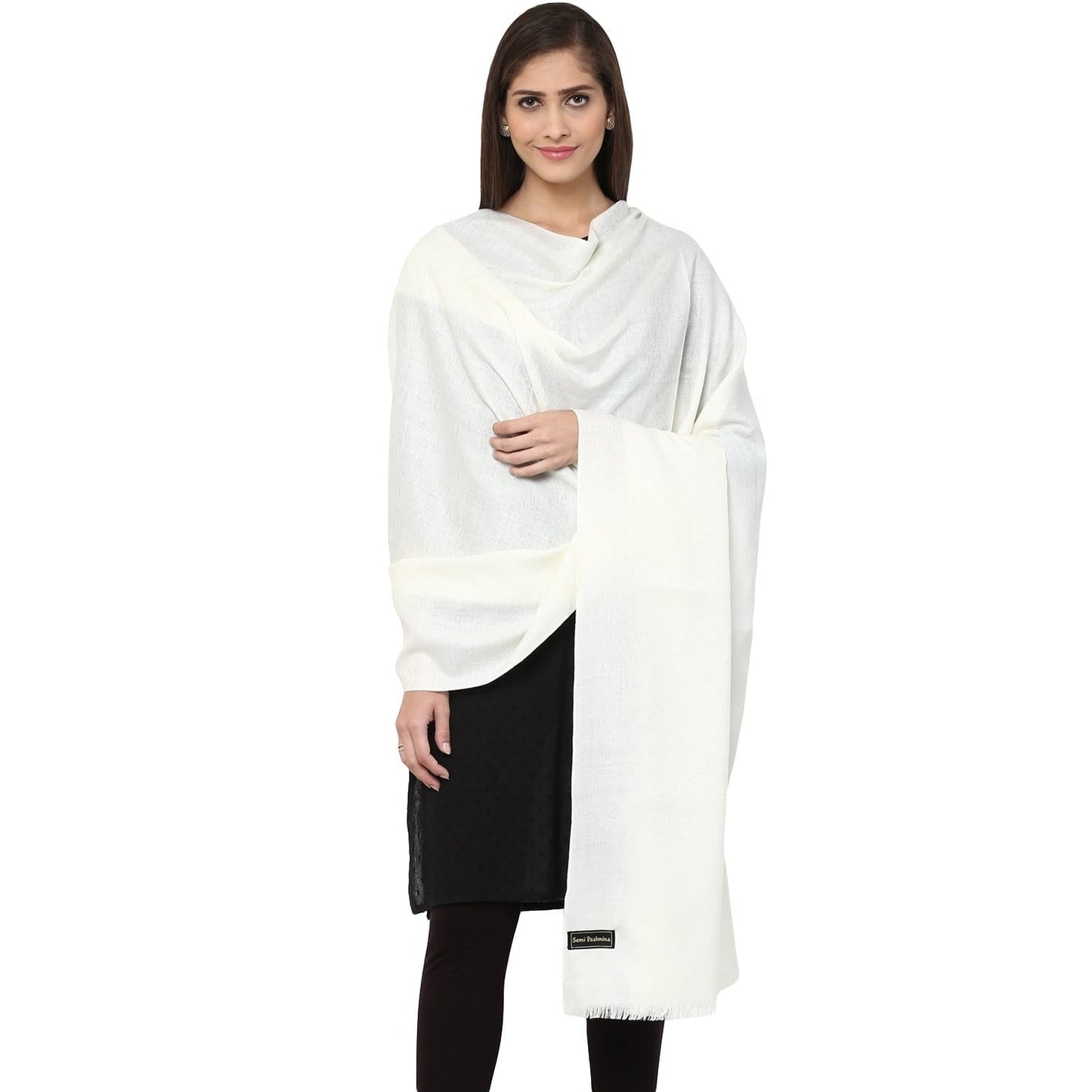 Pashtush Store Shawl Pashtush Women's Wool Shawl, Paisley Design, Ivory