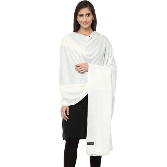 Pashtush Store Shawl Pashtush Women's Wool Shawl, Paisley Design, Ivory