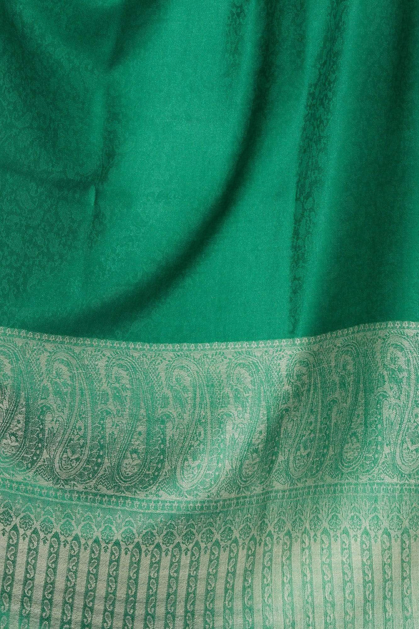 Pashtush India Shawl Pashtush Women's Wool Ultra Soft Fine Wool Cashmere Blended Shawl with Paiseley Weave (40 x 80 Inches) - Bottle Green