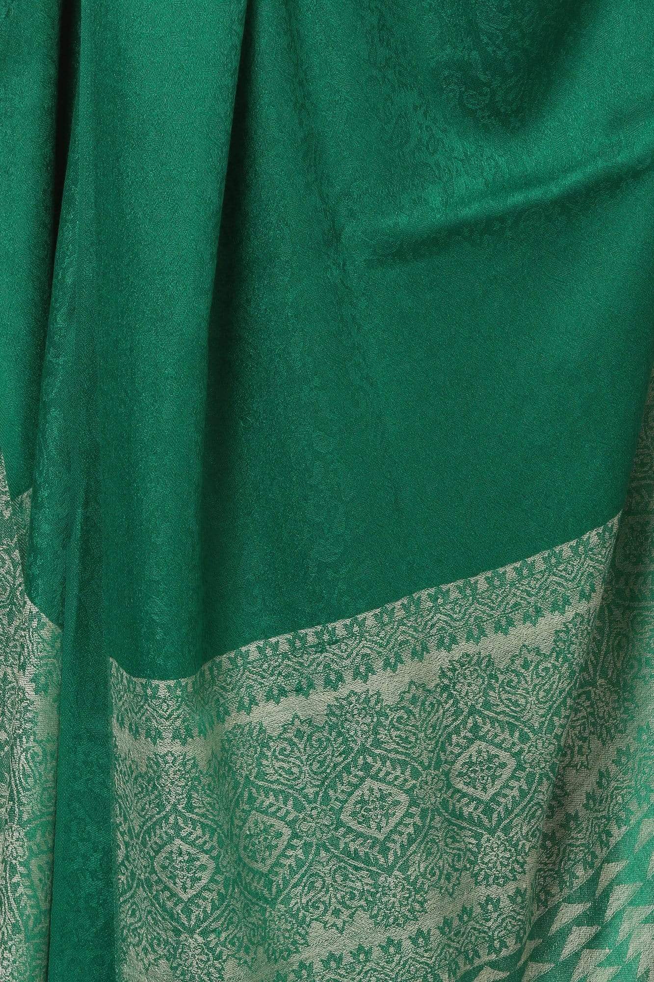Pashtush India Shawl Pashtush Women's Wool Ultra Soft Fine Wool Cashmere Blended Shawl with Paiseley Weave (40 x 80 Inches) - Green