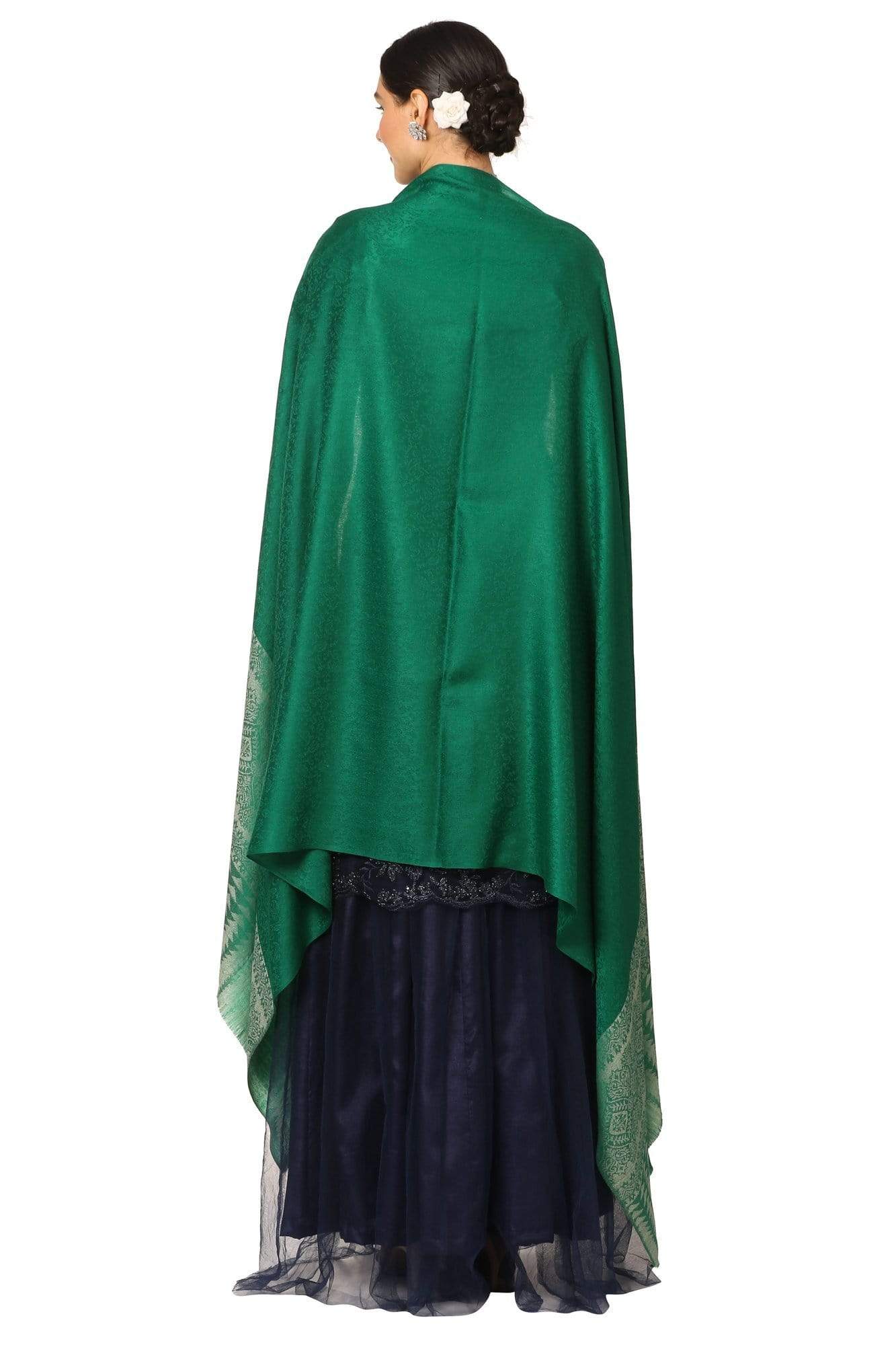 Pashtush India Shawl Pashtush Women's Wool Ultra Soft Fine Wool Cashmere Blended Shawl with Paiseley Weave (40 x 80 Inches) - Green