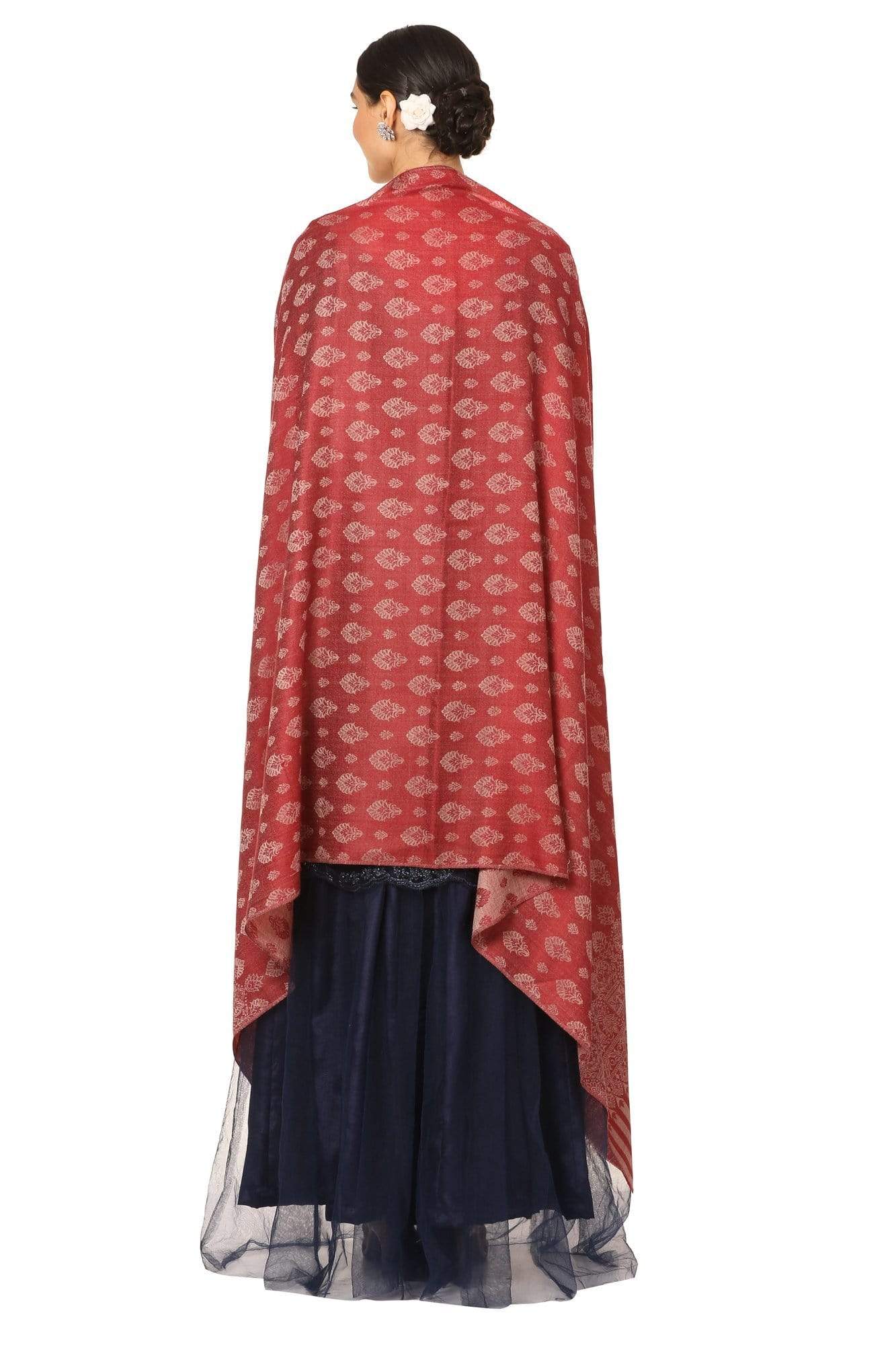 Pashtush India 100x200 Pashtush Women's Wool Ultra Soft Fine Wool Cashmere Blended Shawl -  Red