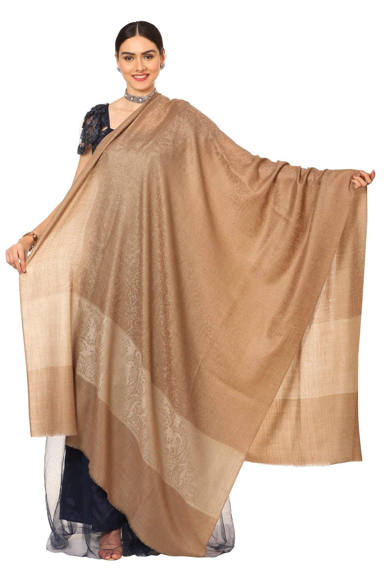 Pashtush India 114x228 Pashtush Women's Wool Ultra Soft Fine Wool Cashmere Blended Shawl -  Taupe