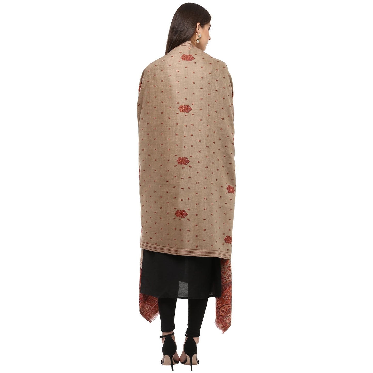 Pashtush Shawl Store Shawl Pashtush Women's Woollen Shawl with Paisley Palla Beige