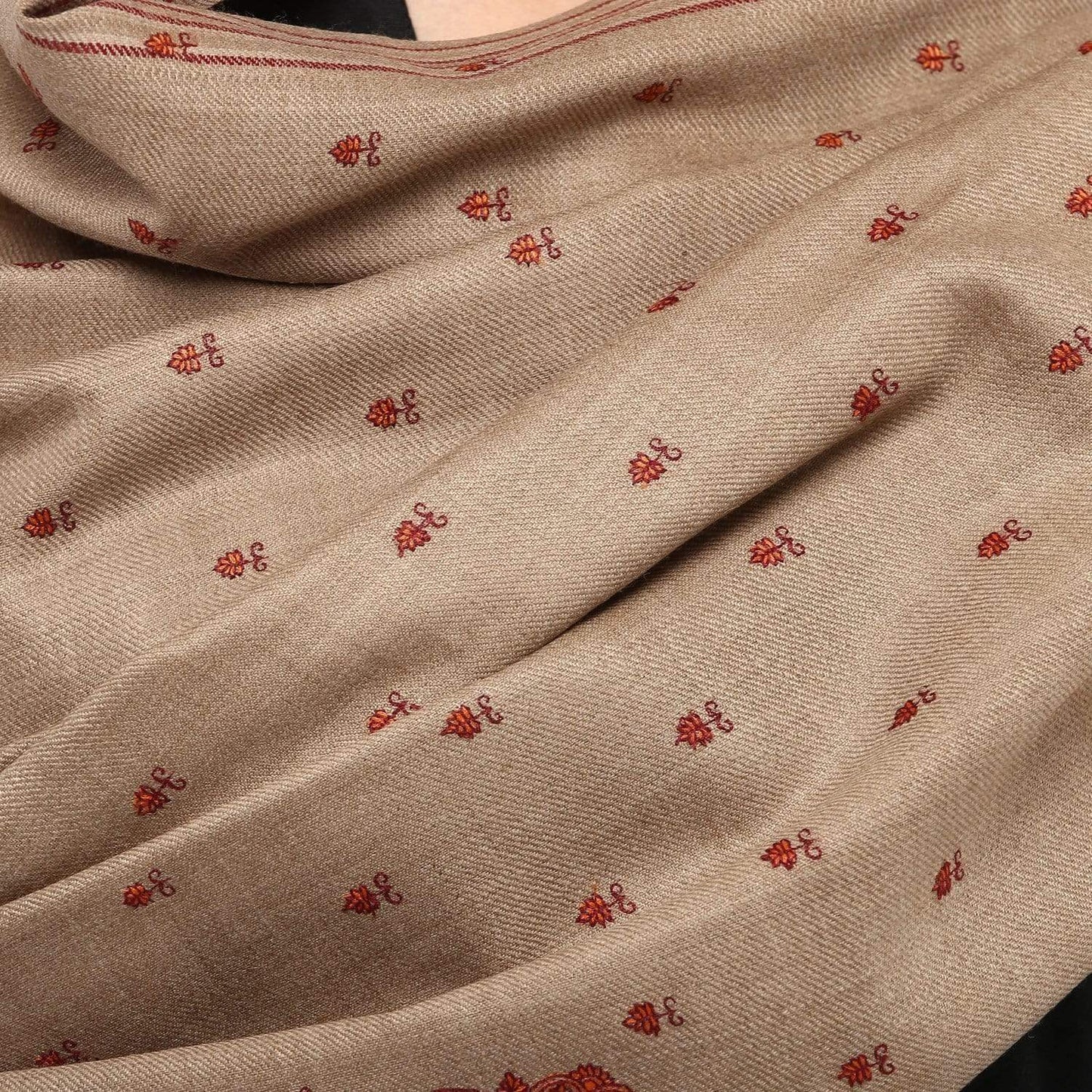 Pashtush Shawl Store Shawl Pashtush Women's Woollen Shawl with Paisley Palla Beige