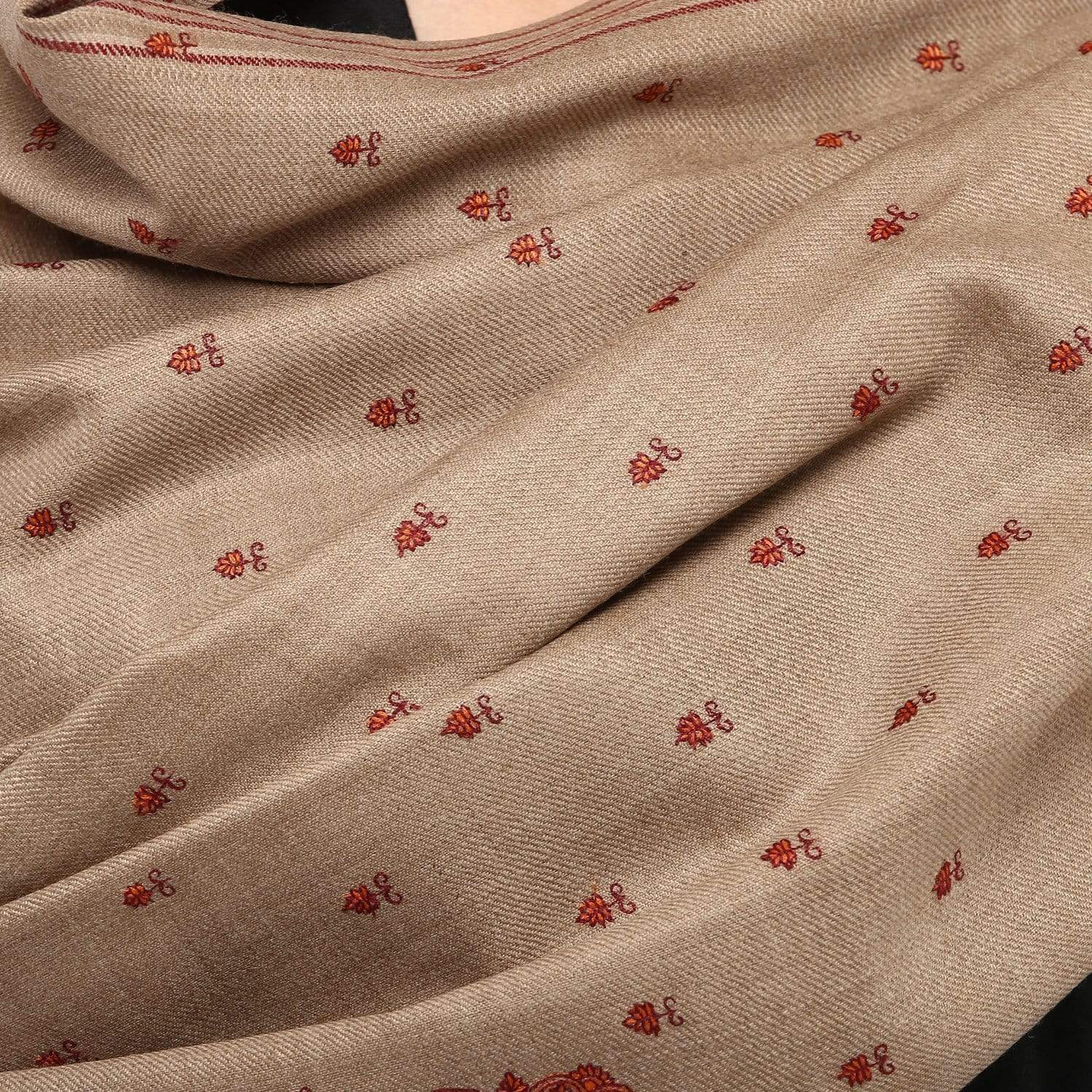 Pashtush Shawl Store Shawl Pashtush Women's Woollen Shawl with Paisley Palla Beige