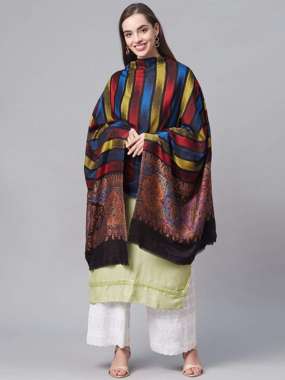 Pashtush India 70x200 Pashtush Women Striped Soft Ultra Bamboo Stole