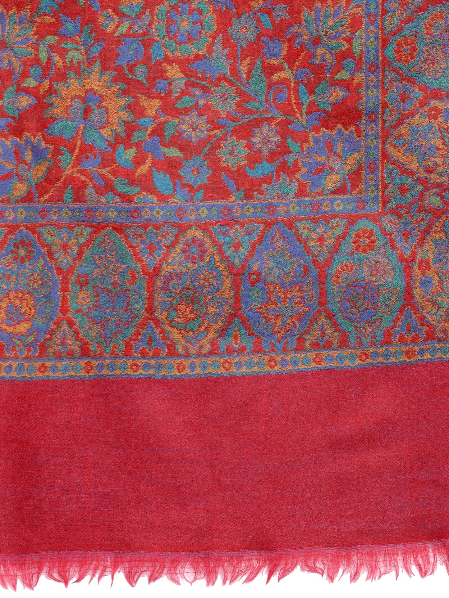 Pashtush India 70x200 Pashtush Womens 100% Pure Wool Ring Soft Ethnic Weave Stole, Woolmark Certified Scarlet