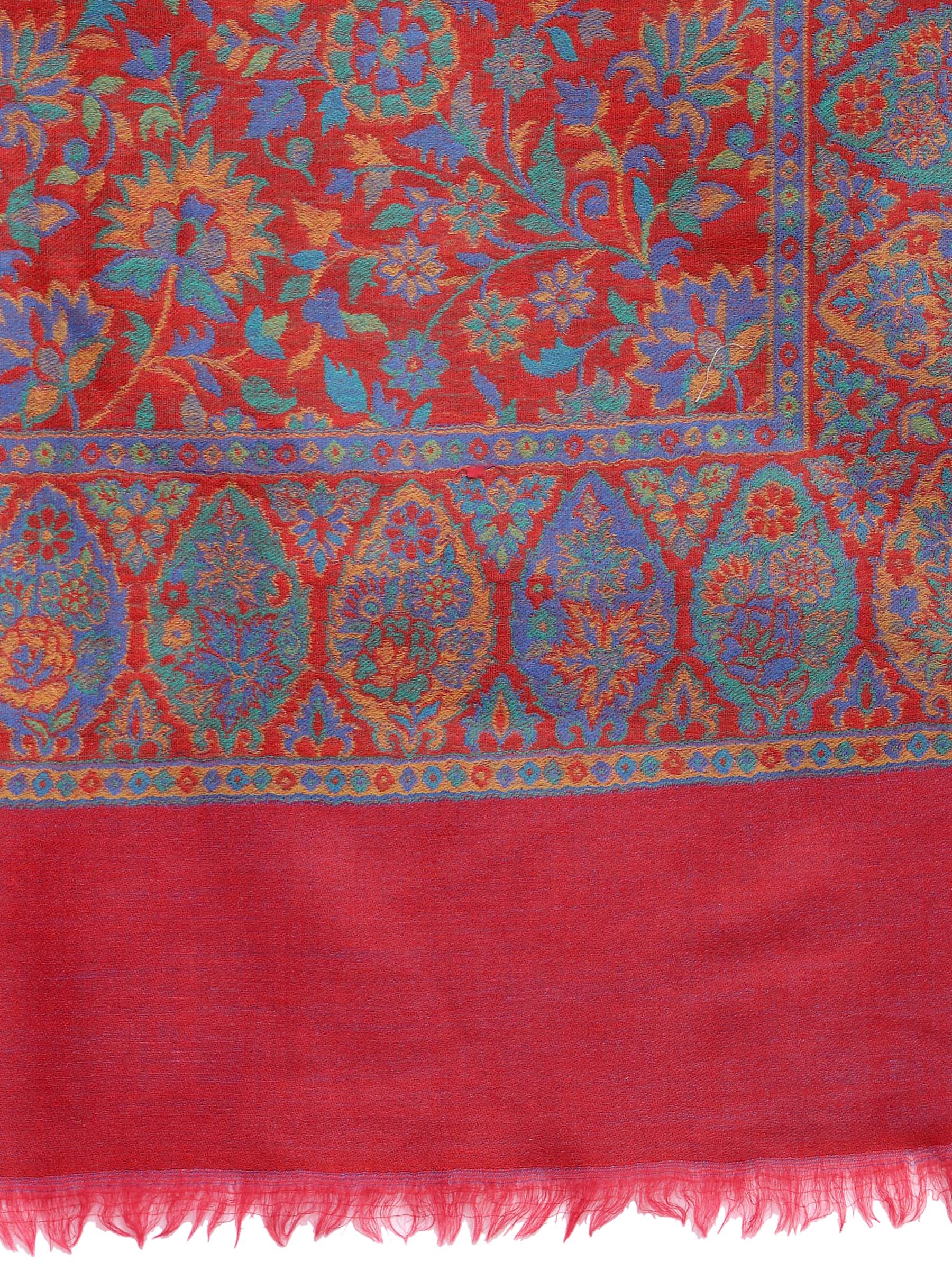 Pashtush India 70x200 Pashtush Womens 100% Pure Wool Ring Soft Ethnic Weave Stole, Woolmark Certified Scarlet