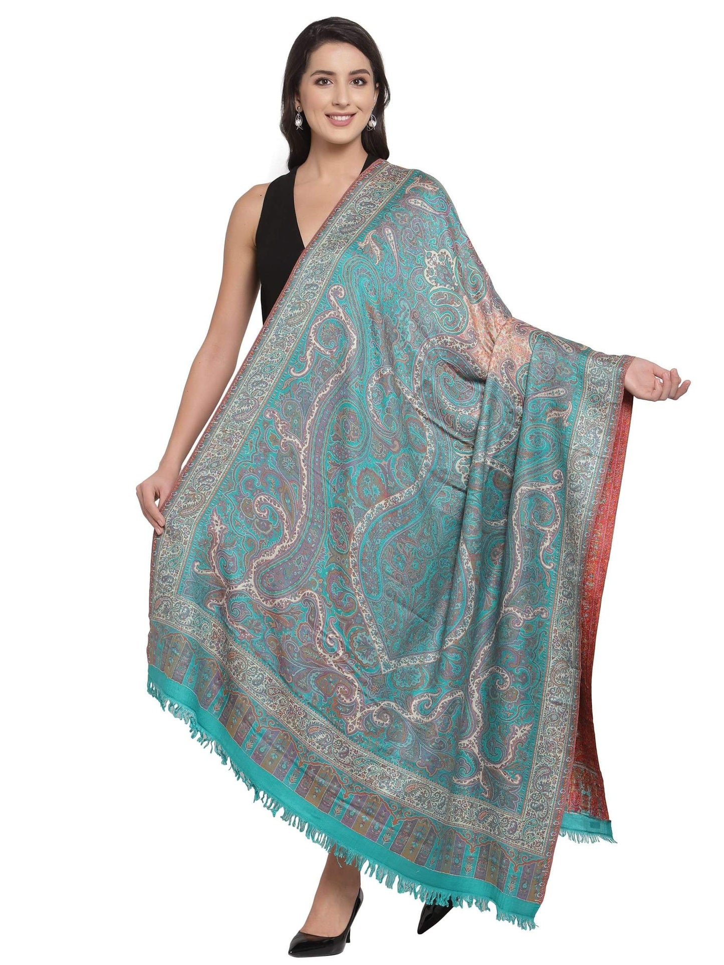 Pashtush India 100x200 Pashtush Womens Antique Heritage Design, Jamawar Ethnic  Shawl