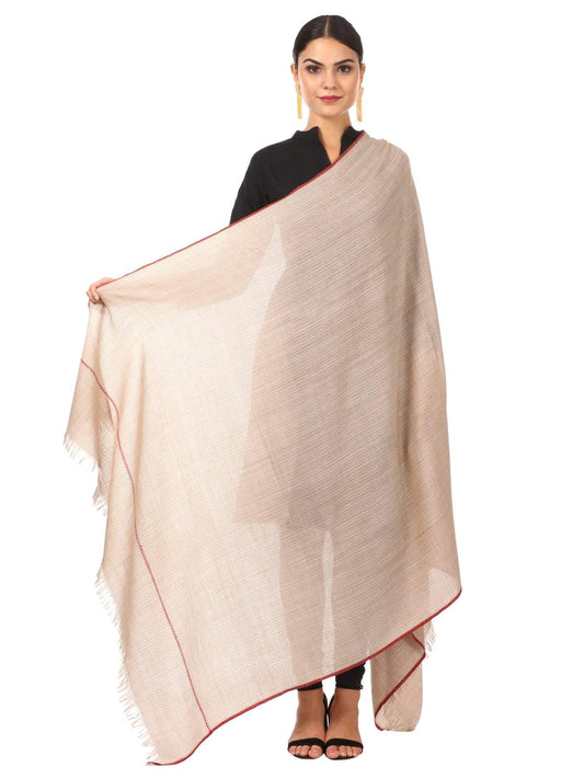 Pashtush Shawl Store Shawl Pashtush Womens Basket Weave Shawl, Pure Wool Shawl in Beige