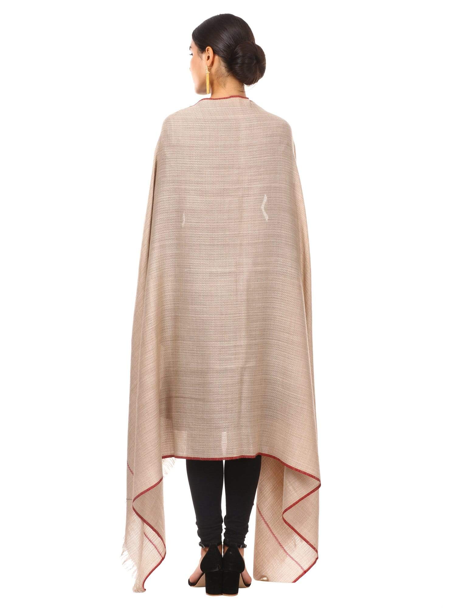 Pashtush Shawl Store Shawl Pashtush Womens Basket Weave Shawl, Pure Wool Shawl in Beige