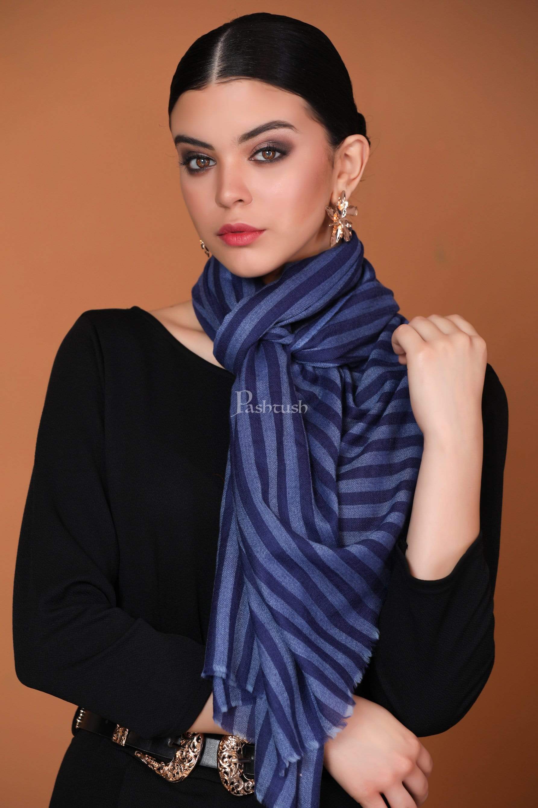 Pashtush Store Stole Pashutsh Womens Cashmere Wool Scarf, Spruce Blue