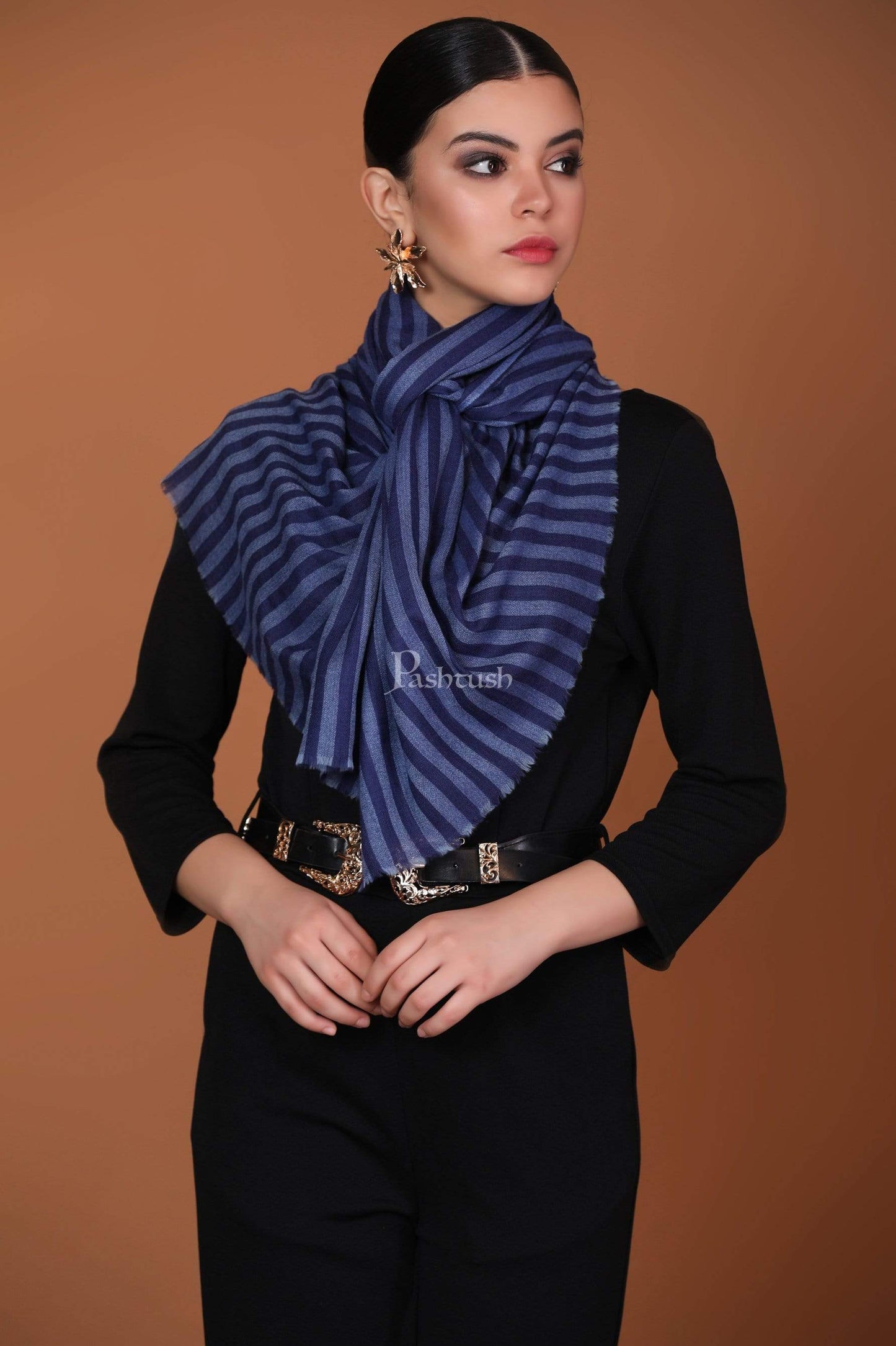 Pashtush Store Stole Pashutsh Womens Cashmere Wool Scarf, Spruce Blue