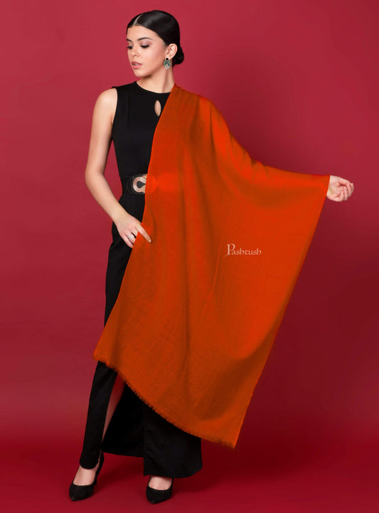 Pashtush India 70x200 Pashtush Womens Cashmere Pashmina Scarf, Diamond Weave, Orange
