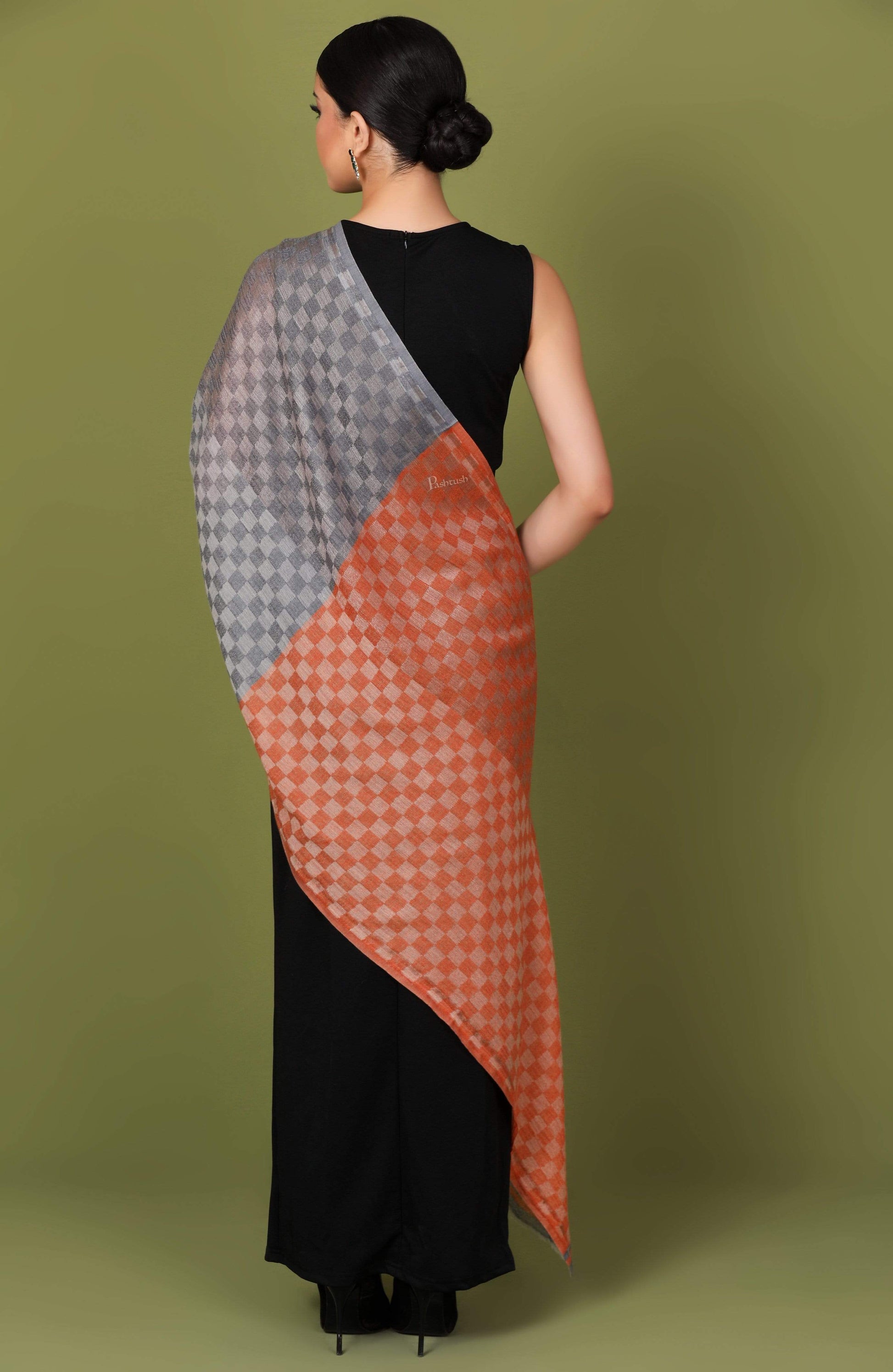 Pashtush Store Stole Pashtush Womens Cashmere Wool Scarf, Reversible Twin Coloured Scarf, Amber Skies