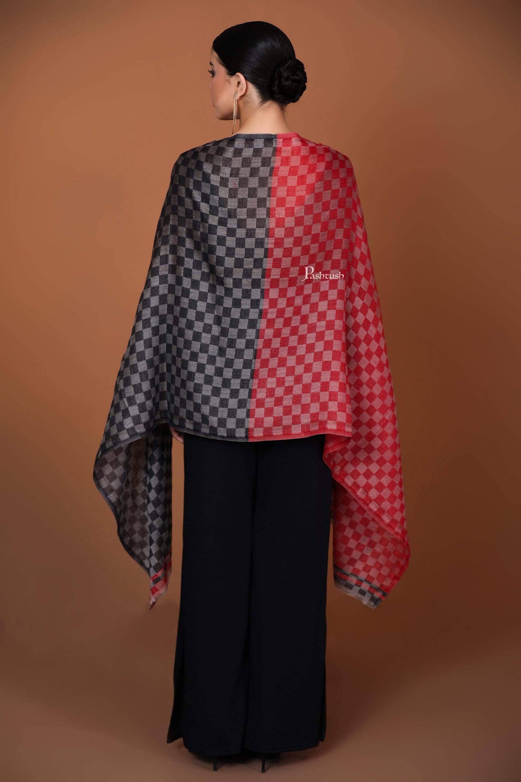 Pashtush Store Stole Pashtush Womens Cashmere Wool Scarf, Reversible Weave, Twin Coloured Scarf