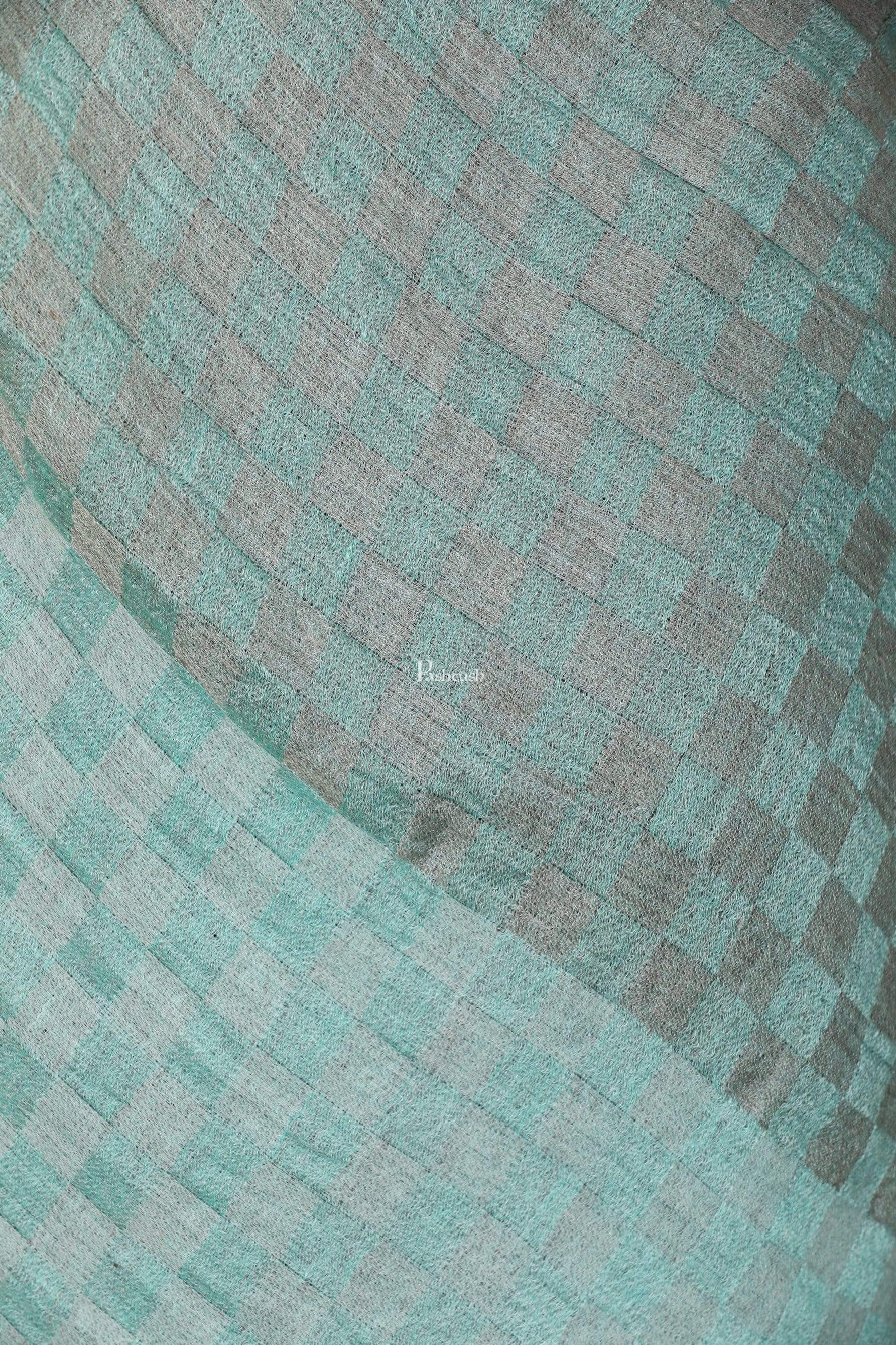 Pashtush Store Stole Pashtush Womens Cashmere Wool Scarf, Reversible Weave, Twin Scarf, Tiffany Blue