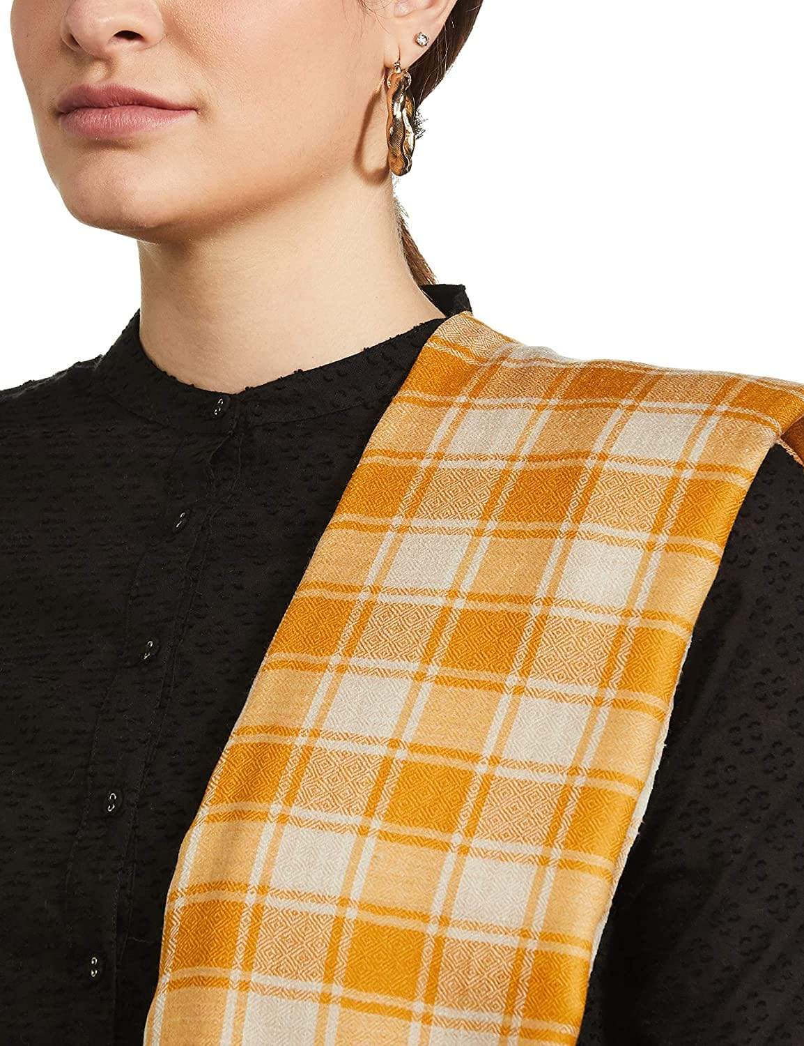 Pashtush India 100x200 Pashtush Womens Check Shawl, Ultra Soft and Warm, Fine Wool
