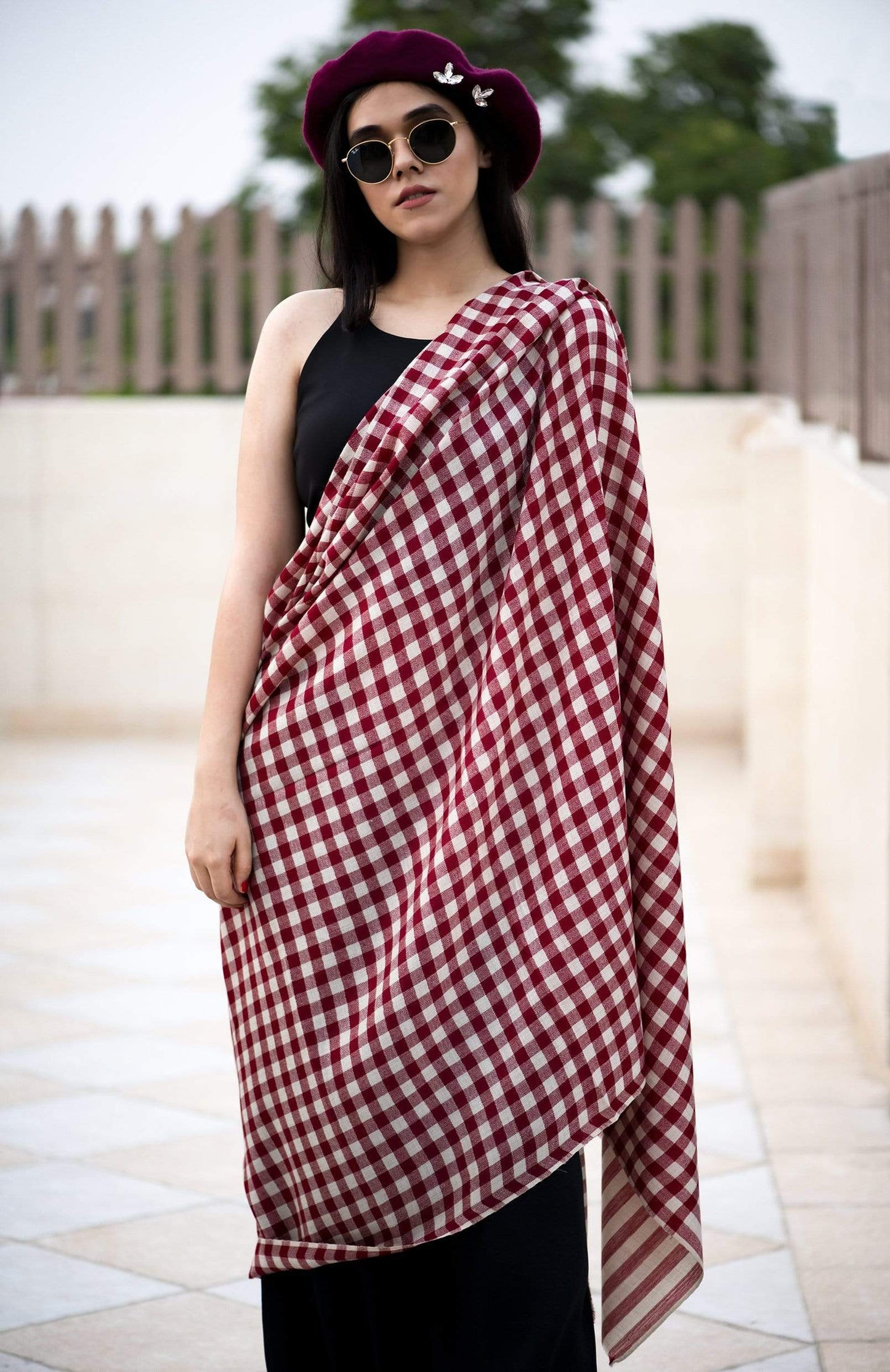 Pashtush India 100x200 Pashtush Womens Check Shawl, Ultra soft Wool, Full Size