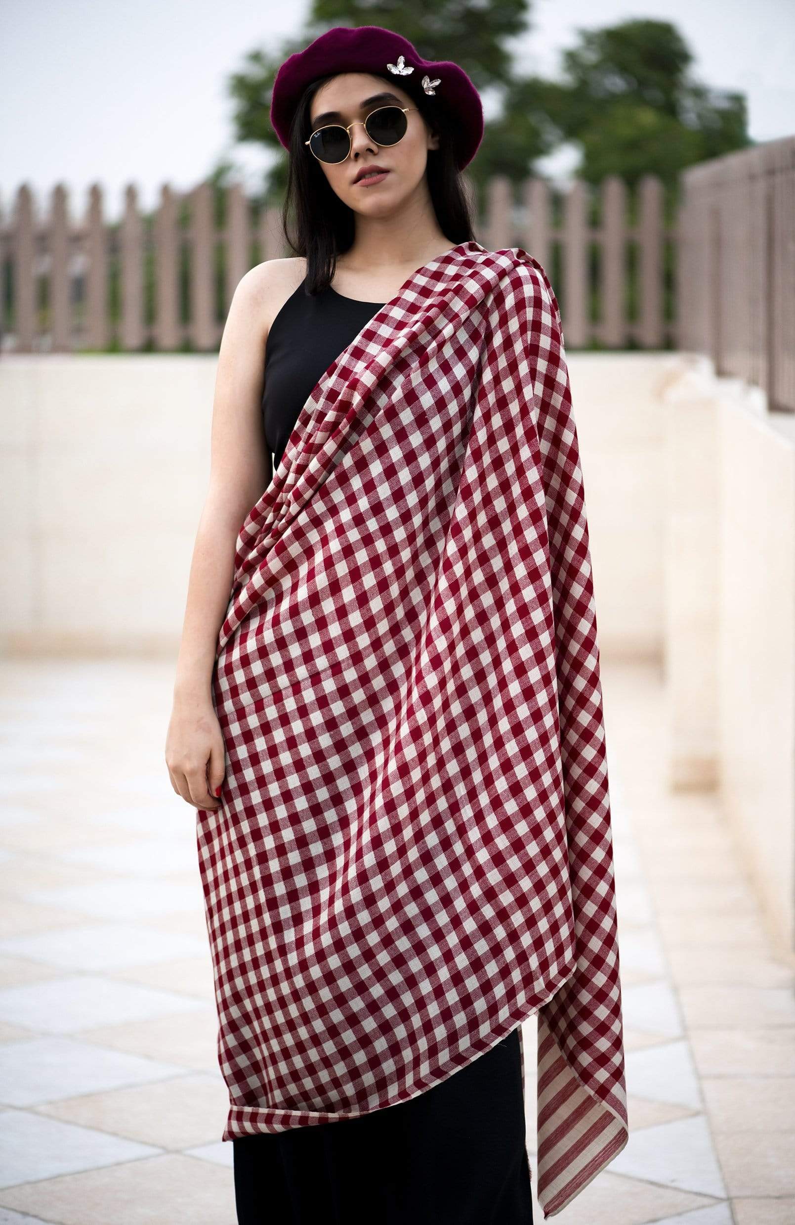 Pashtush India 100x200 Pashtush Womens Check Shawl, Ultra soft Wool, Full Size