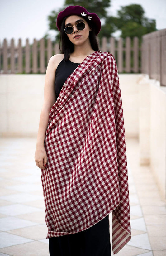 Pashtush India 100x200 Pashtush Womens Check Shawl, Ultra soft Wool, Full Size
