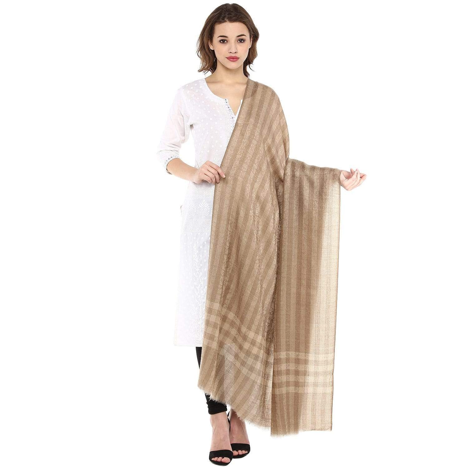 Pashtush Store Shawl Pashtush Womens Checkered Self Shawl, in Extra Soft Fine Wool, Large Size