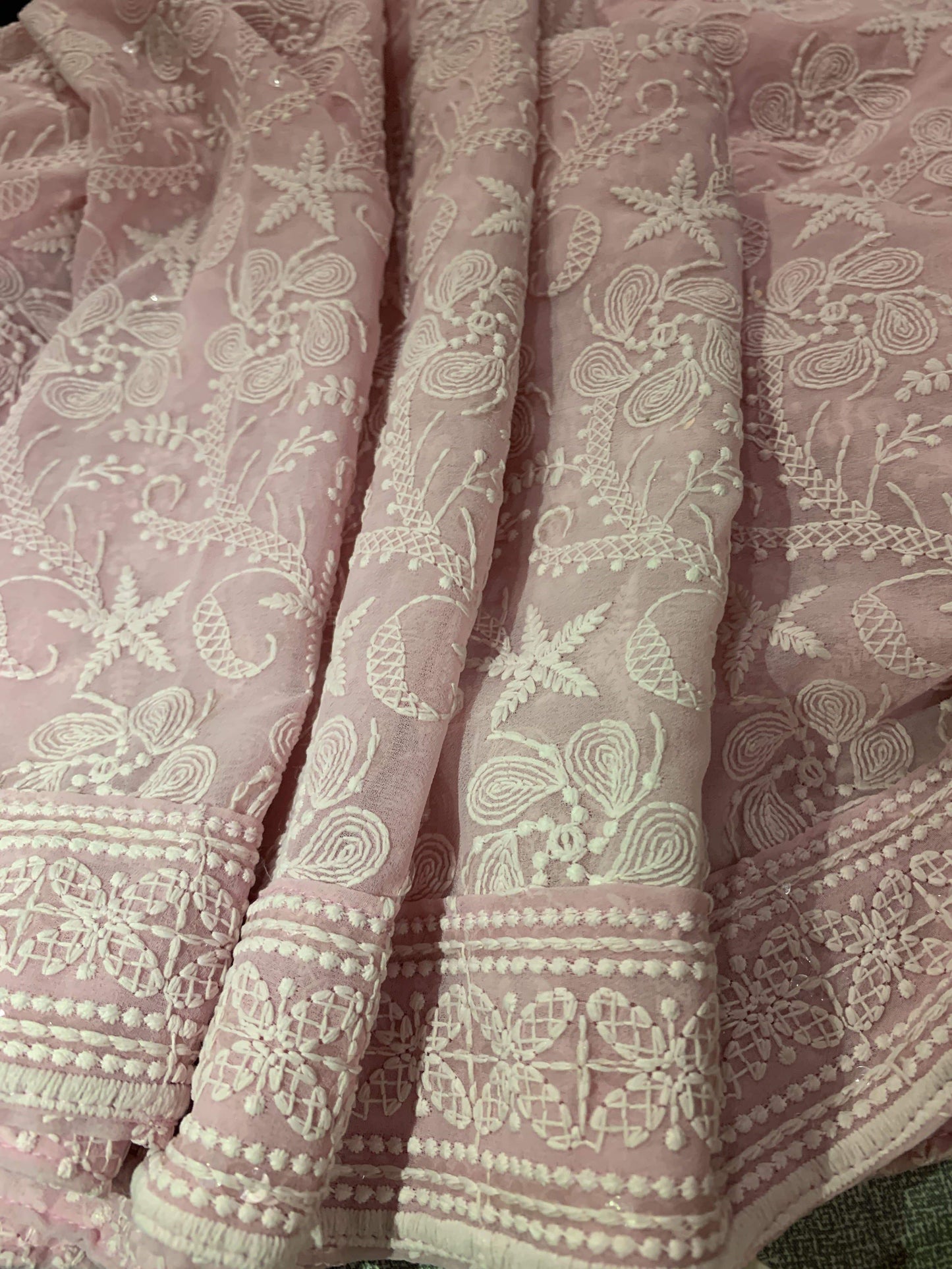 Pashtush Shawl Store Dupatta Pashtush Womens Chiffon Dupatta with Embrodiery Baby Pink