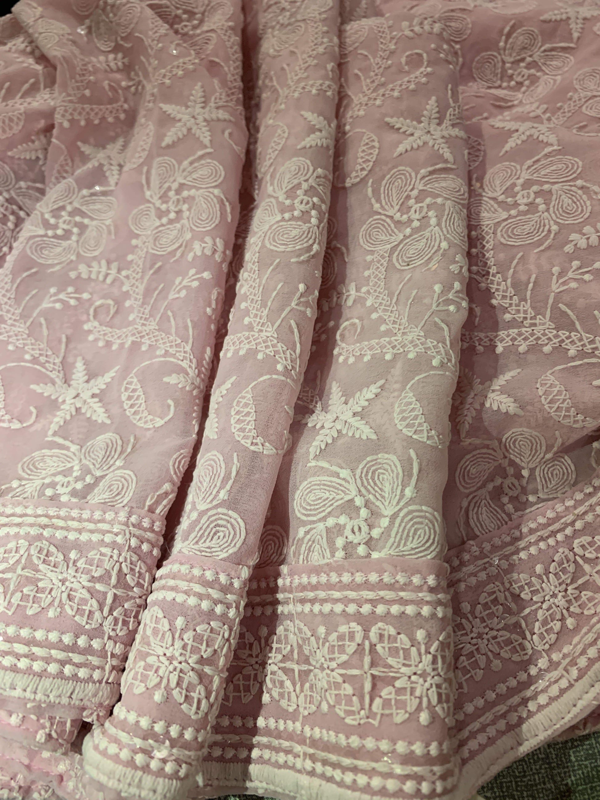 Pashtush Shawl Store Dupatta Pashtush Womens Chiffon Dupatta with Embrodiery Baby Pink