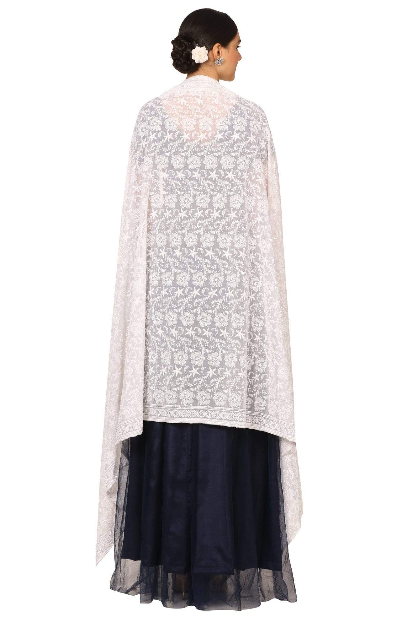 Pashtush India Dupatta Pashtush Womens Chiffon Dupatta with Embrodiery - White