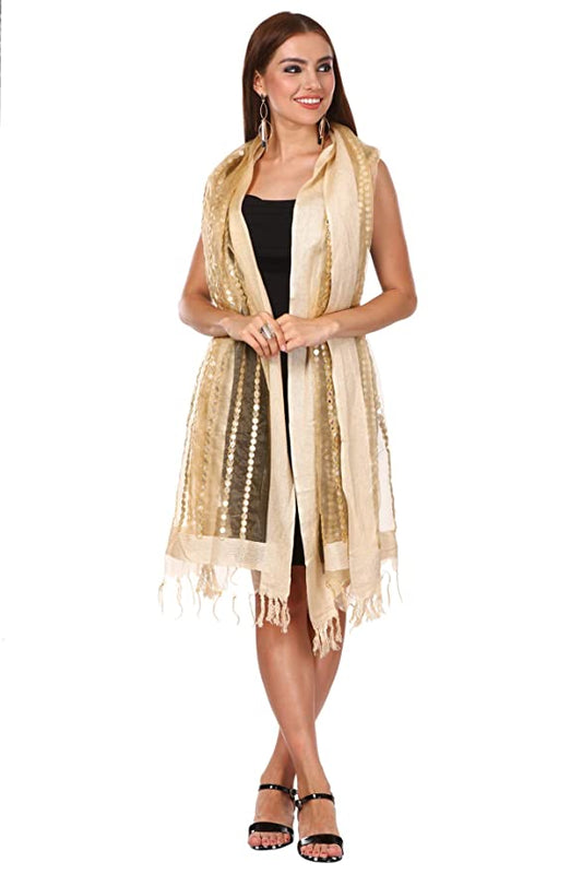 Pashtush Shawl Store Dupatta Pashtush Womens Chiffon Handmade Dupatta with Sequin and Mirror Work Embroidery, Light Weight, Blue, Free Size