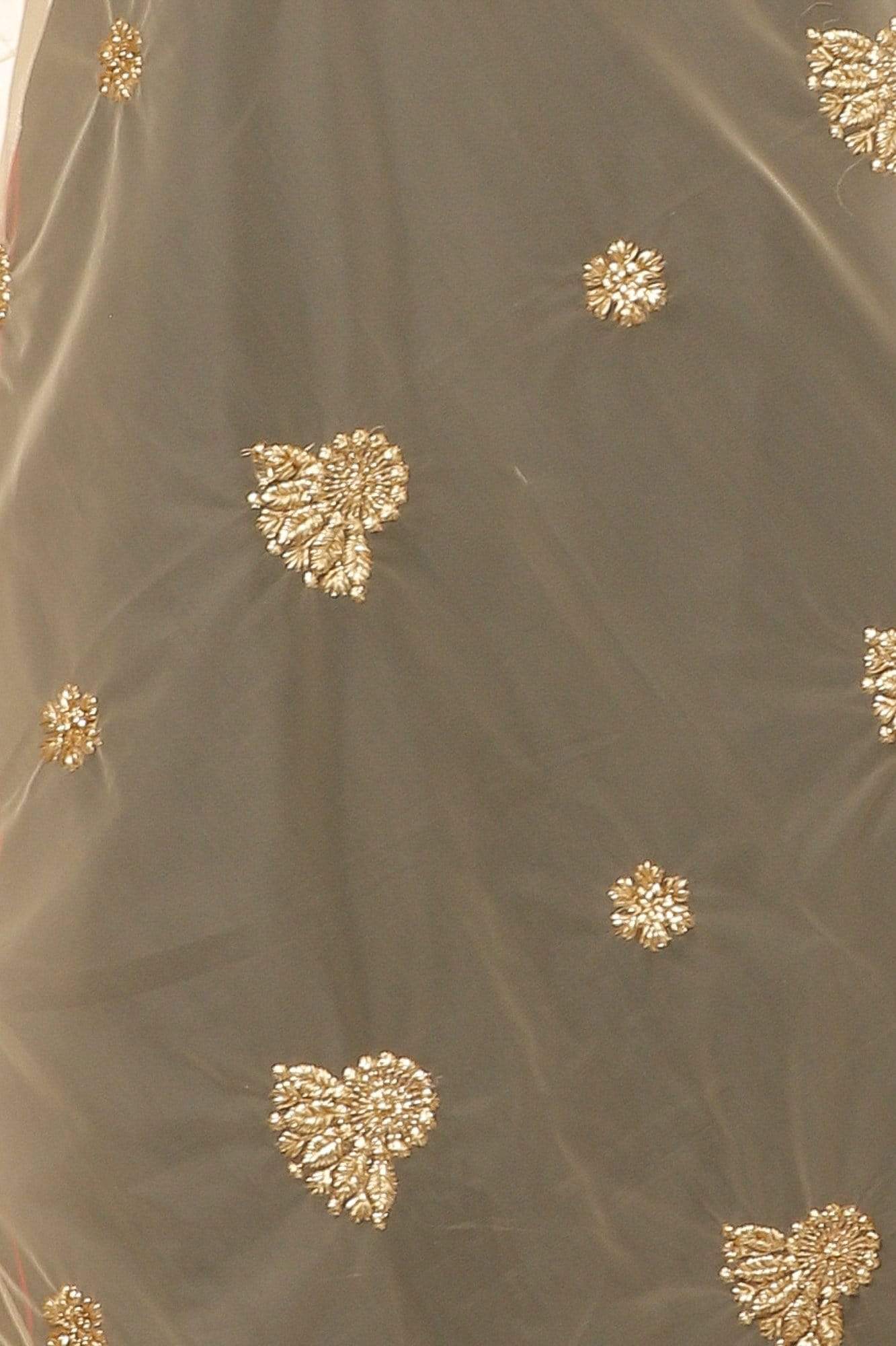 Pashtush Shawl Store Dupatta Pashtush Womens Chiffon net Dupatta with embellished flowers Embroidery, Light Weight Gold