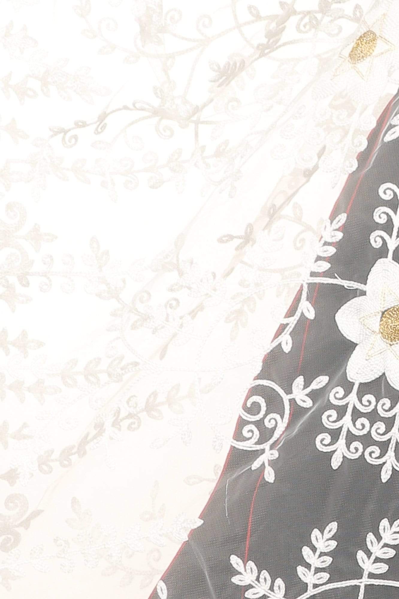 Pashtush Shawl Store Dupatta Pashtush Womens Chiffon net Dupatta with embellished flowers Embroidery, Light Weight Ivory white