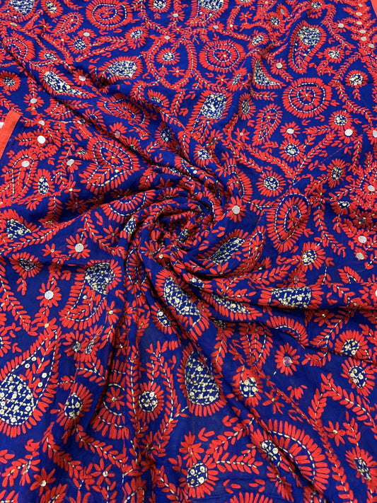 Pashtush Shawl Store Dupatta Pashtush Womens Dupatta, 100% Hand Embroidered Needlework Work, Free Size, Multi-coloured
