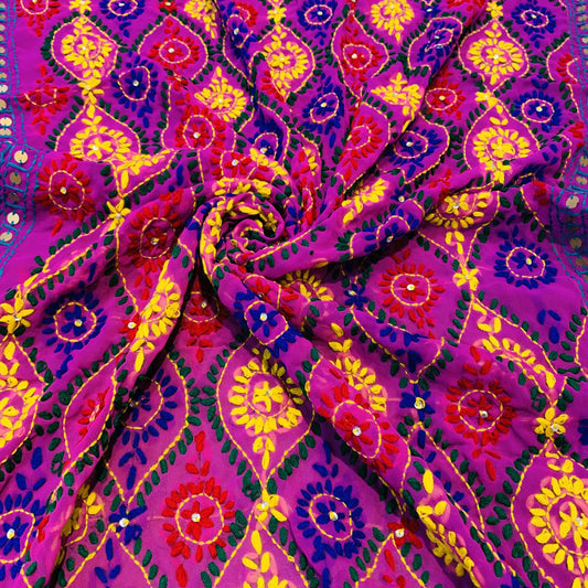 Pashtush Shawl Store Dupatta Pashtush Womens Dupatta, 100% Hand Embroidered Needlework Work, Free Size, Multi-coloured