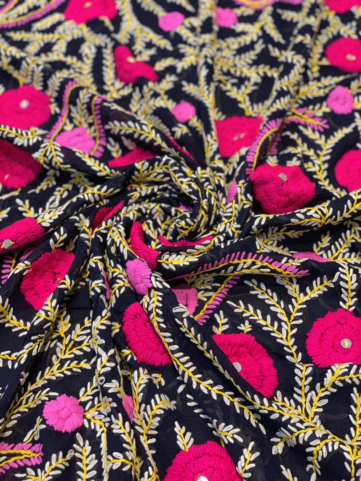 Pashtush Shawl Store Dupatta Pashtush Womens Dupatta, 100% Hand Embroidered Needlework Work, Free Size, Multi-coloured