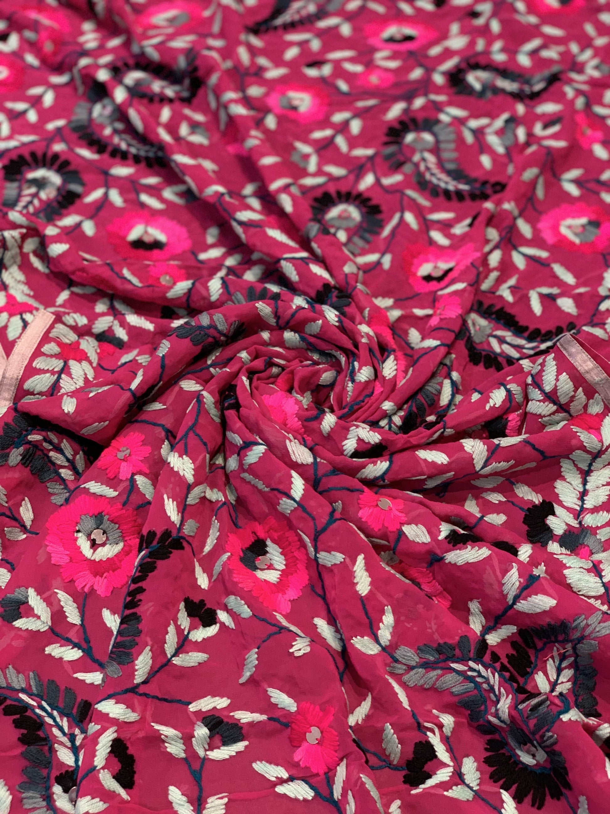 Pashtush Shawl Store Dupatta Pashtush Womens Dupatta, 100% Hand Embroidered Needlework Work, Free Size, Multi-coloured