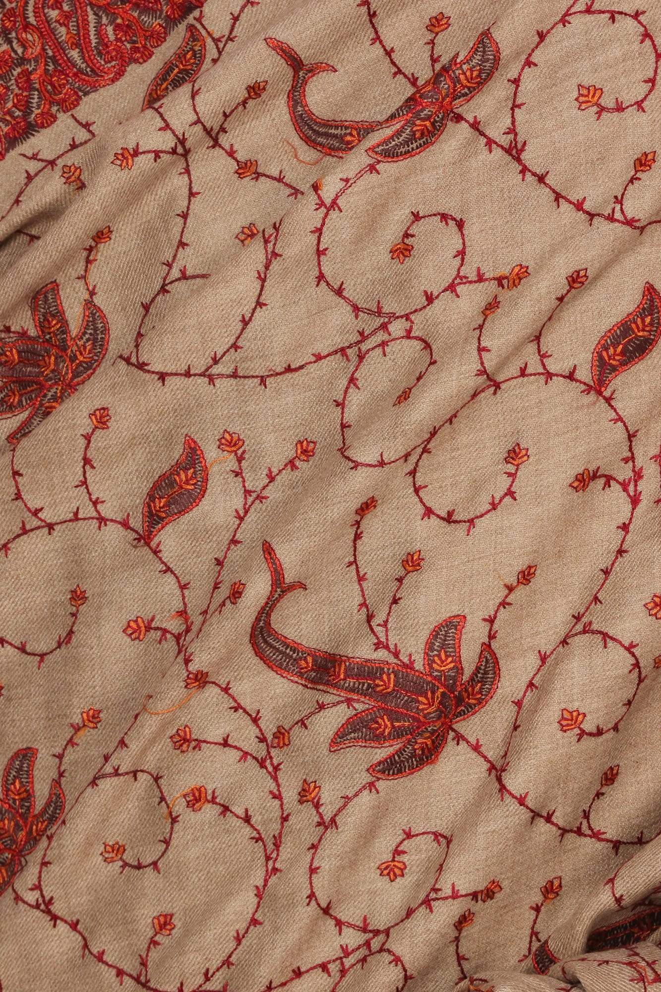 Pashtush India Shawl Pashtush Womens Embroidered Shawl in fine wool pashmina handfeel (43x95 inches)