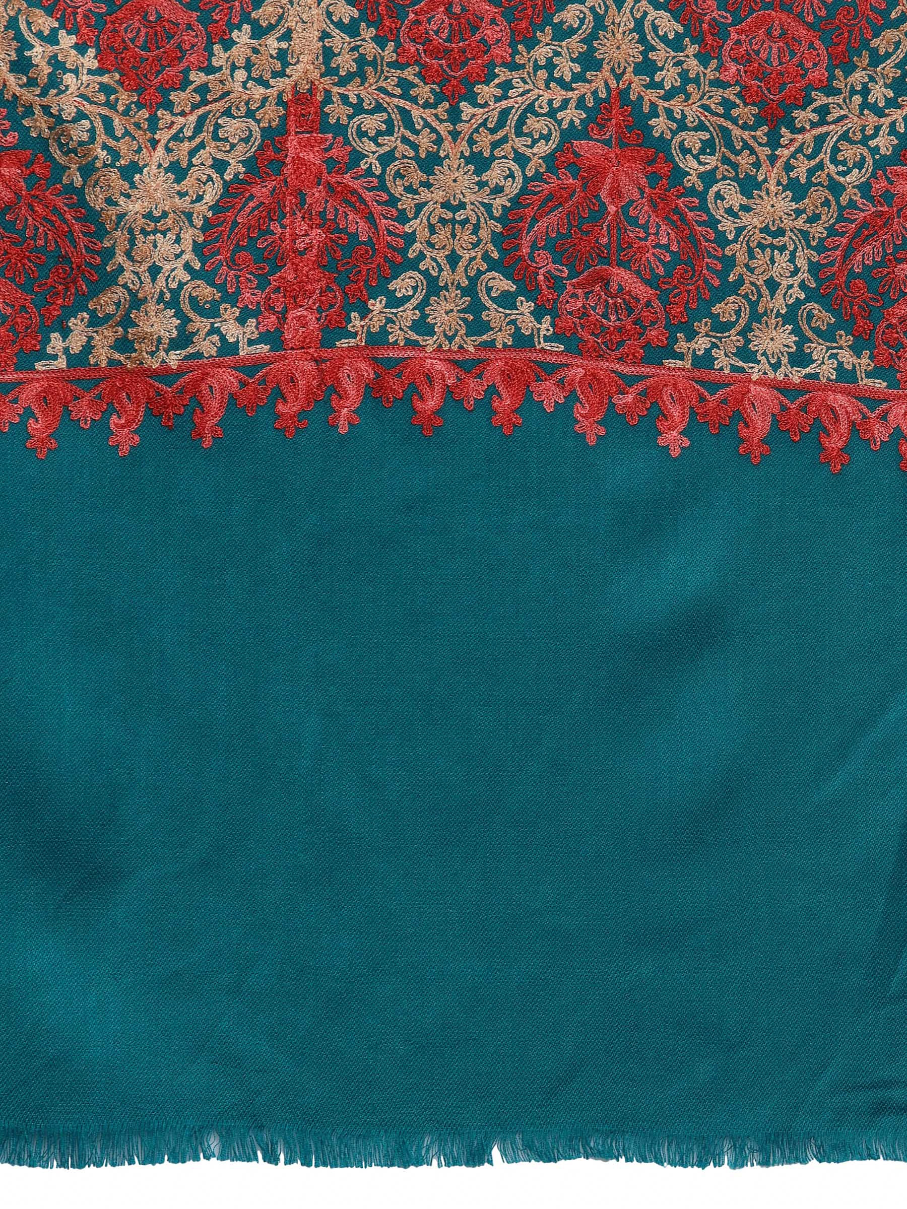 Pashtush India 100x200 Pashtush Womens Embroidery Shawl, Aari Embroidery, Arabic Blue