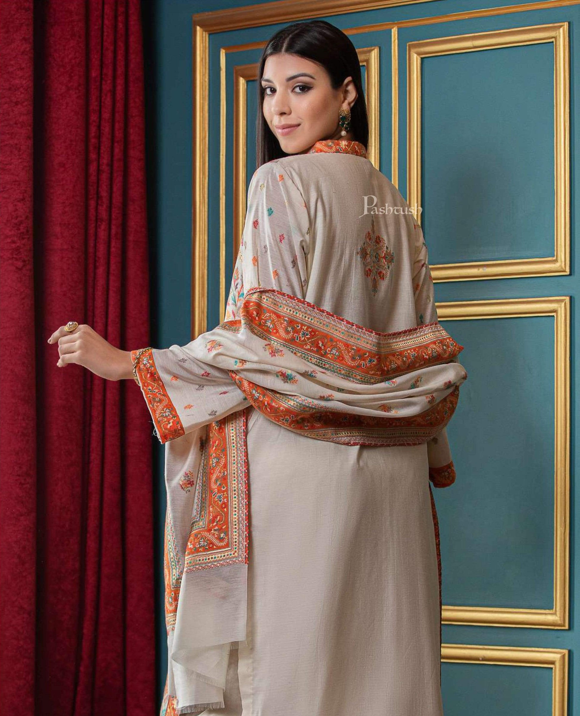 Pashtush India suit Pashtush Womens Ethnic Weave Cotton-Silk Unstitched Suit, Pastel Hues
