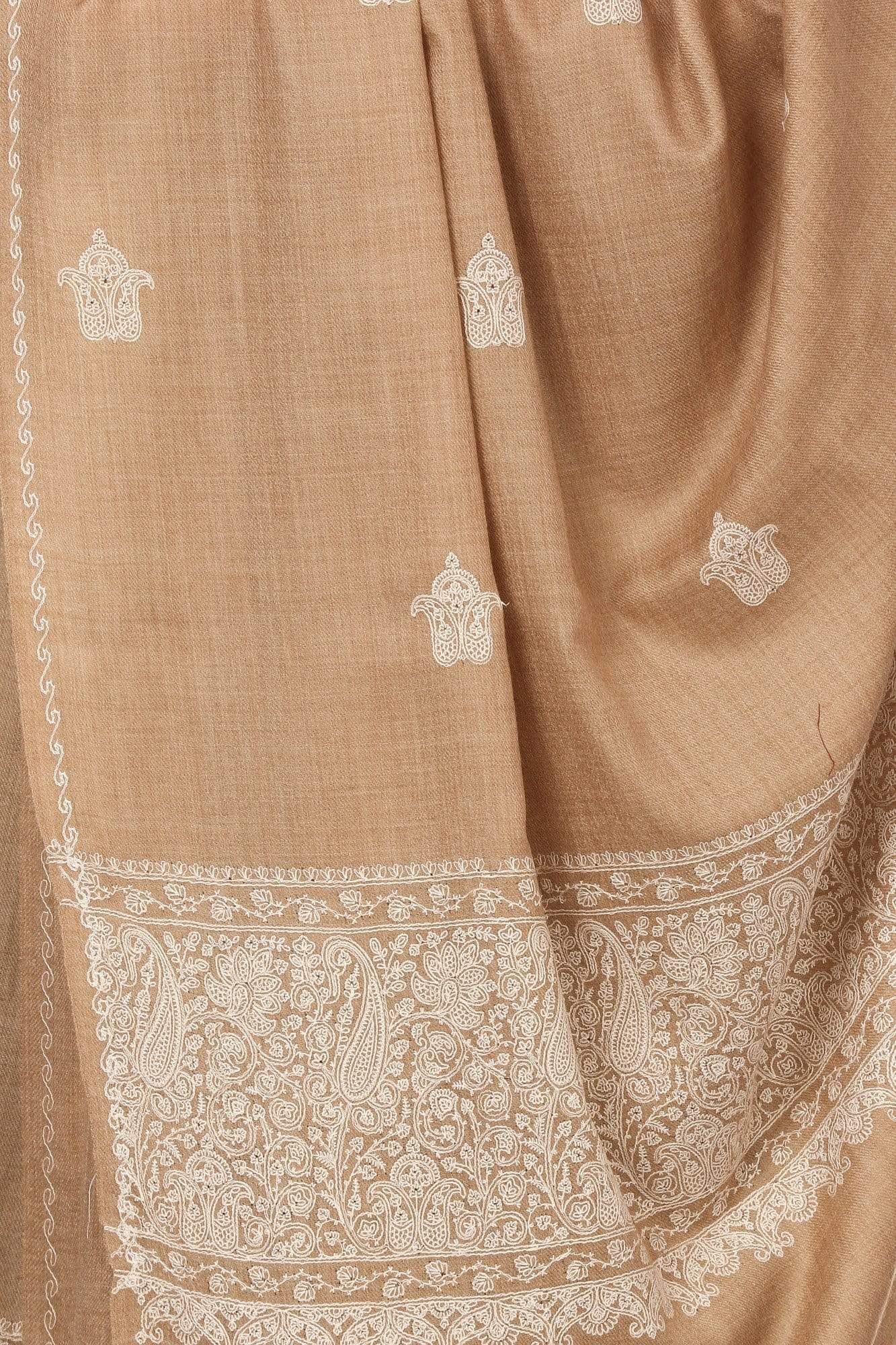 Pashtush India 100x200 Pashtush Womens, Extra fine Palla Embroidery Shawl, with Tone on Tone Needlework, Kashmiri Wool Design, Soft and Extra fine