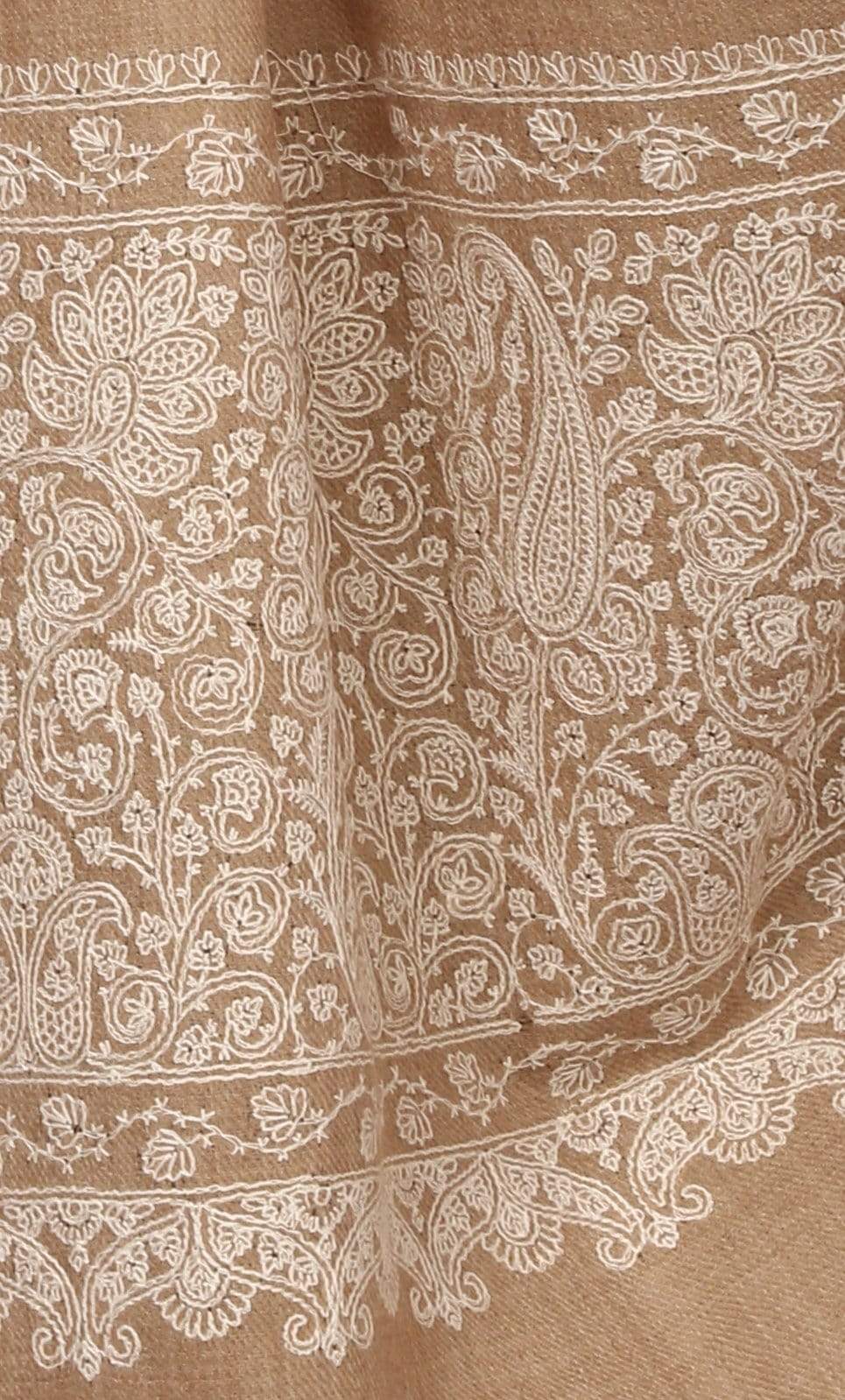 Pashtush India 100x200 Pashtush Womens, Extra fine Palla Embroidery Shawl, with Tone on Tone Needlework, Kashmiri Wool Design, Soft and Extra fine
