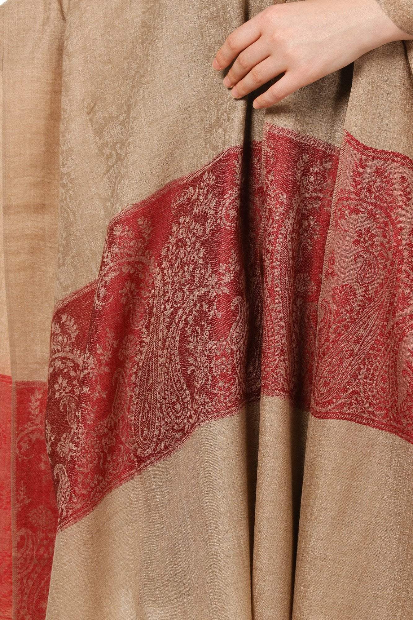 Pashtush India 114x228 Pashtush Womens Extra Fine Wool Blend Pashmina Shawl, Jacquard, Soft, Warm and Ultra Light Weight.