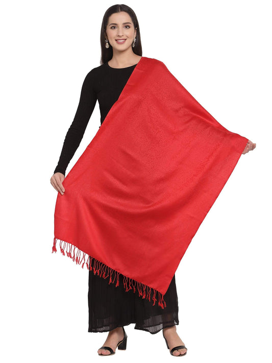 Pashtush India 114x228 Pashtush Womens Extra Fine Wool Scarf, Stole, Scarlet Red (Solid Colour)