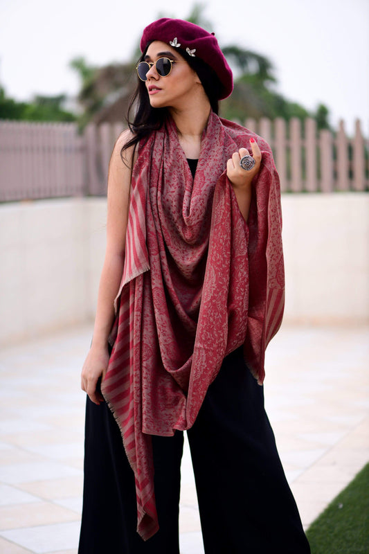 Pashtush Shawl Store Shawl Pashtush Womens Extra Fine Wool Shawl, Jacquard, Soft, Warm and Ultra Light Weight