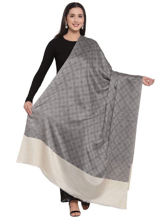 Pashtush India 114x228 Pashtush Womens Extra Fine Wool Shawl, Jacquard, Soft, Warm And Ultra Light Weight