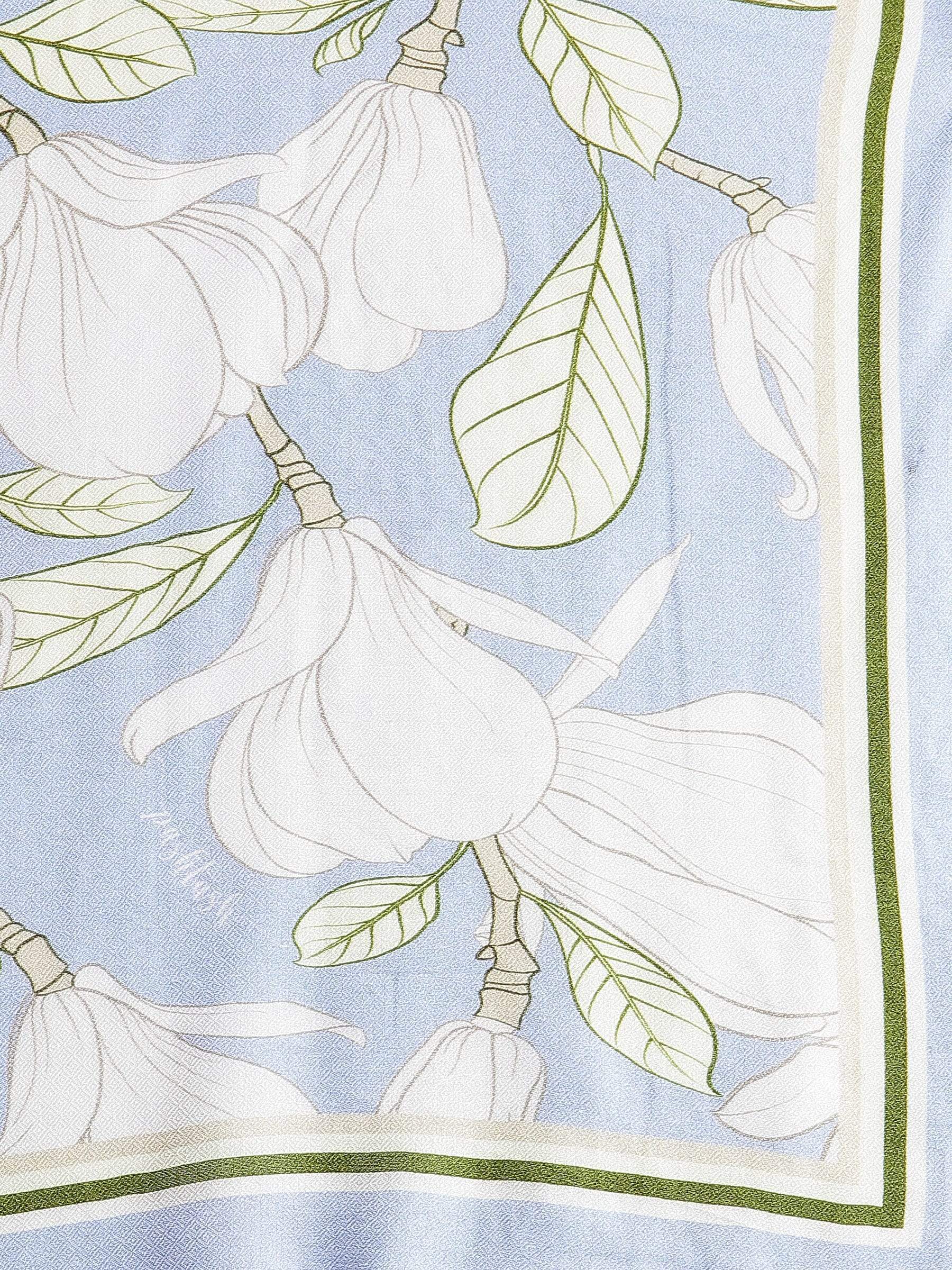 Pashtush India 70x200 Pashtush Womens Extra Soft Bamboo Scarf, Printed Delicate Florals, Alice Blue