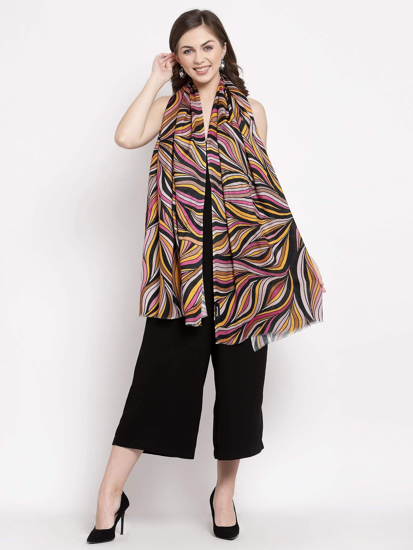 Pashtush India 100x200 Pashtush Womens Extra Soft, Printed Bamboo Scarf