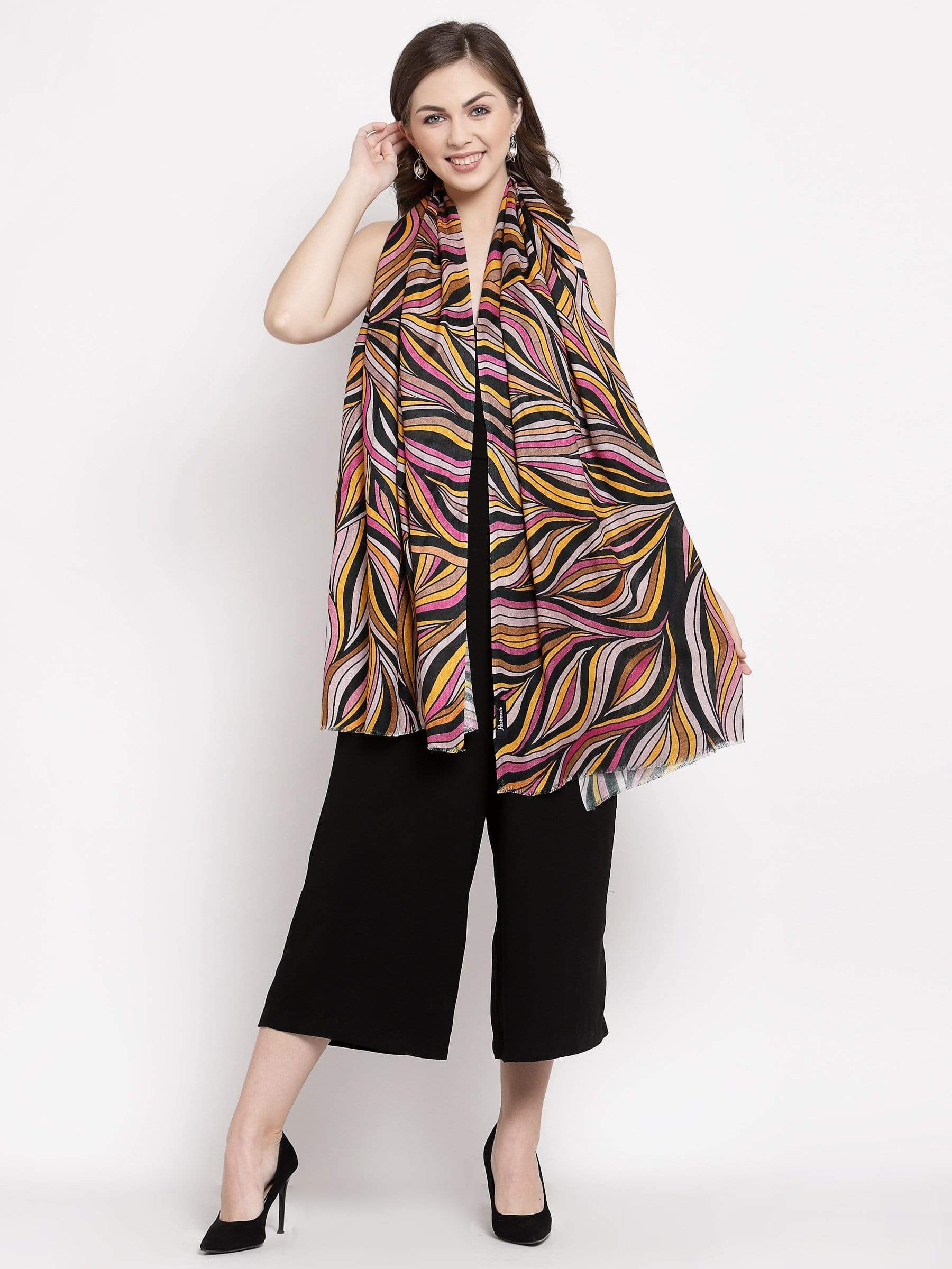 Pashtush India 100x200 Pashtush Womens Extra Soft, Printed Bamboo Scarf