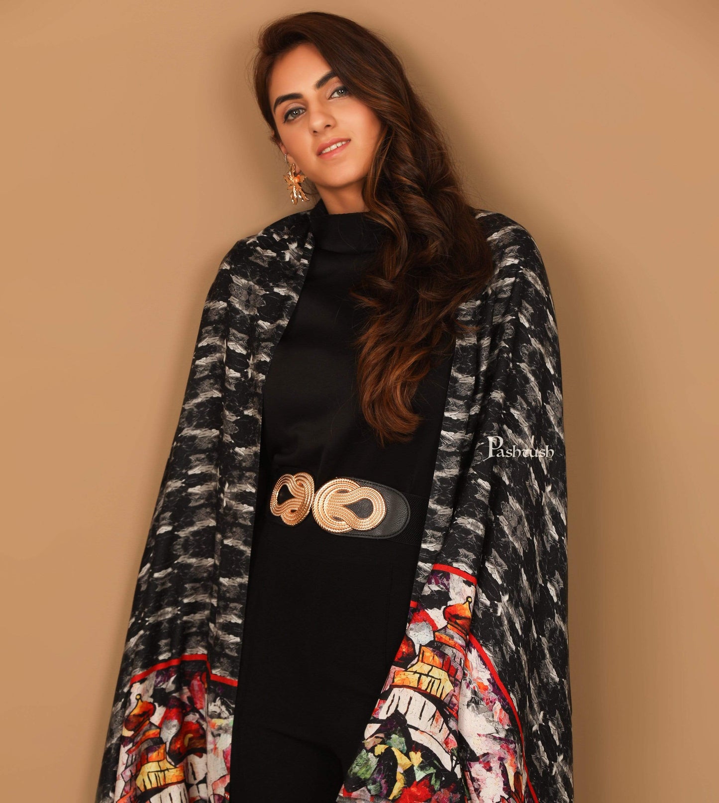 Pashtush India Stole Pashtush Womens Extra Soft, Sketch Printed Bamboo Scarf